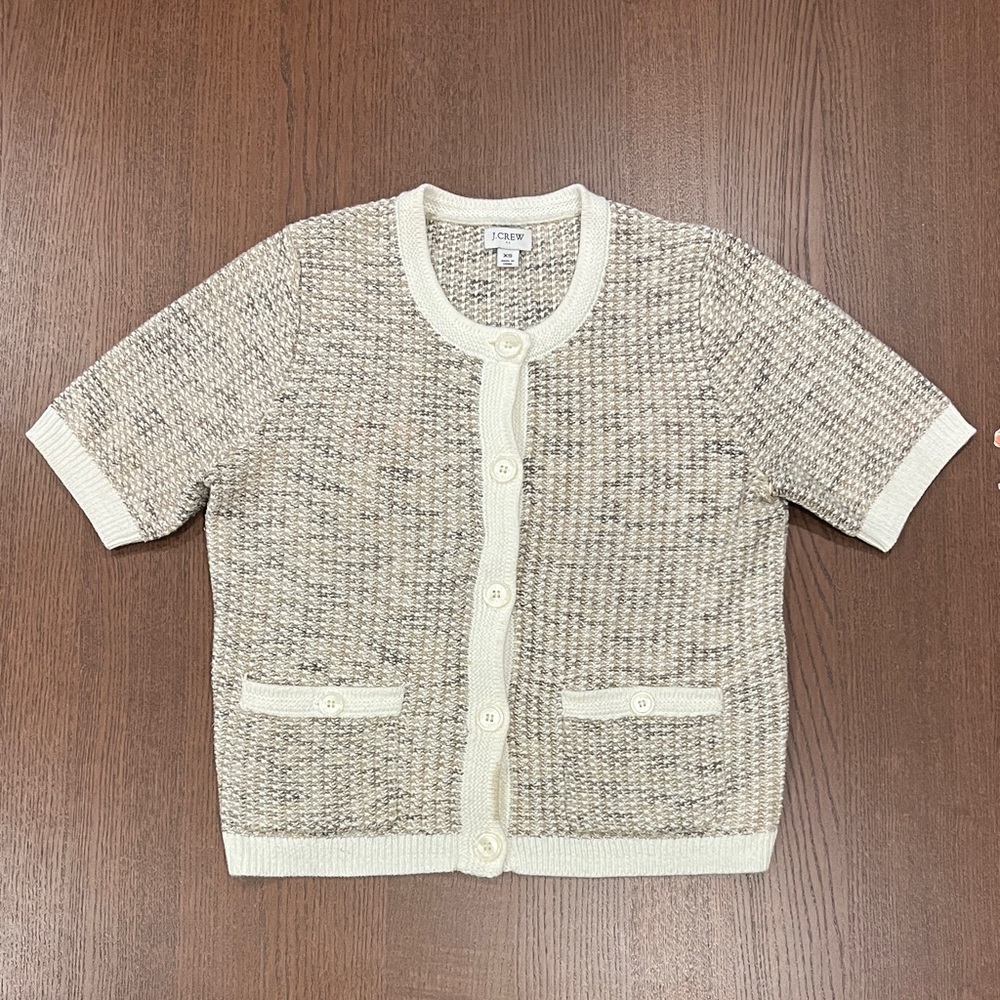 J. Crew Textured Cream Cardigan